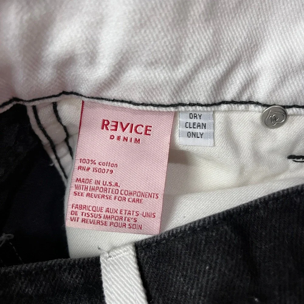 Revice Denim Jeans‎ Womens 24 Black White Yin Yang Split Leg High Rise Straight
